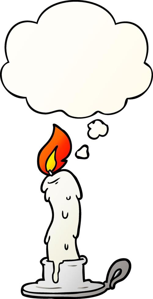 cartoon candle and thought bubble in smooth gradient style vector