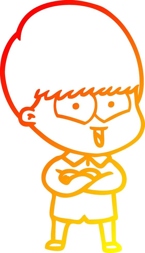 warm gradient line drawing cartoon happy boy vector