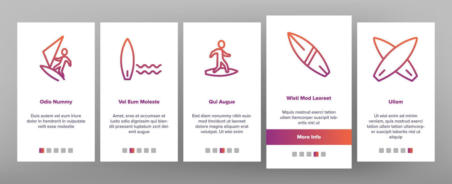 Surfboard Onboarding Icons Set Vector