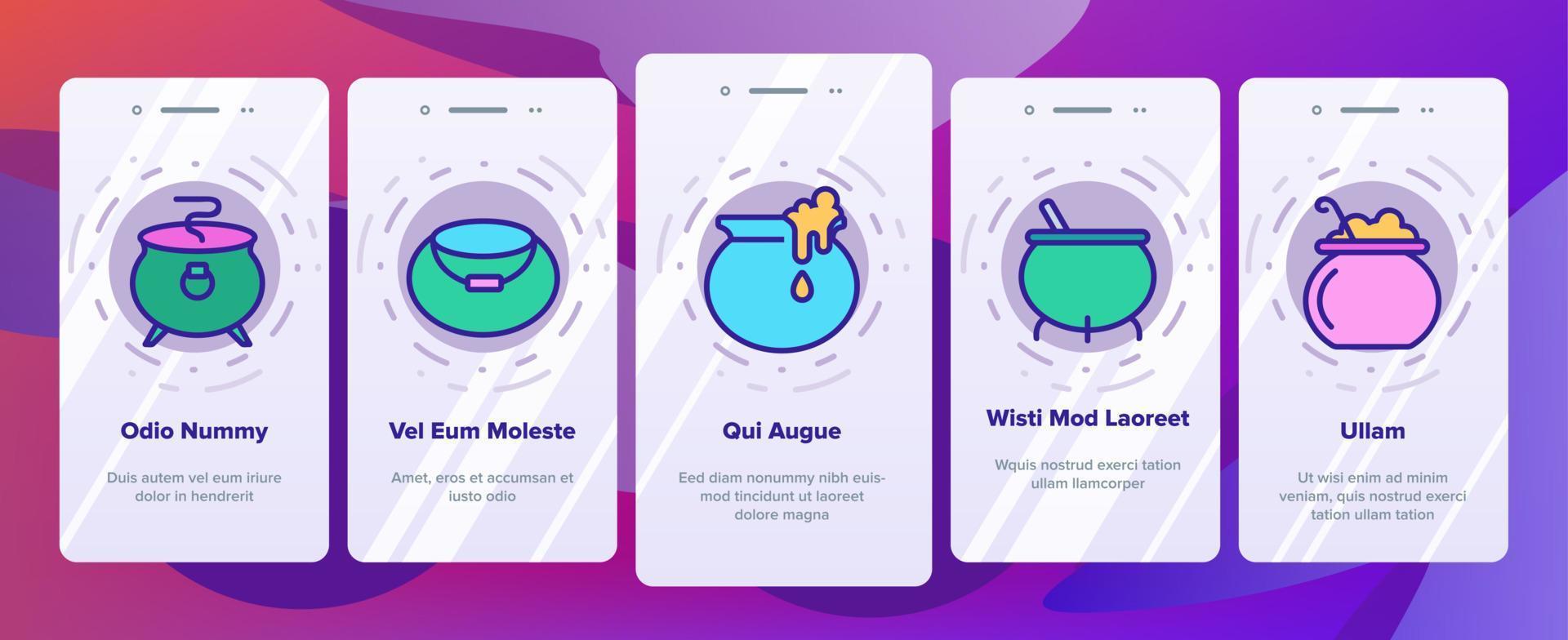 Cauldron Onboarding Icons Set Vector