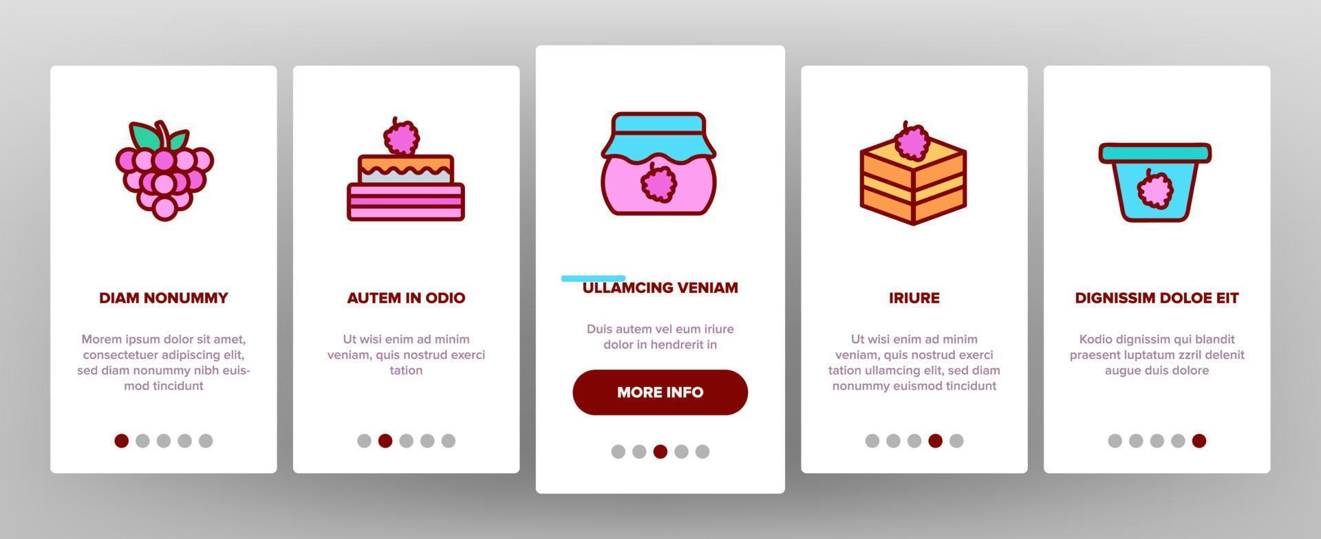 Raspberry Nutrition Onboarding Icons Set Vector