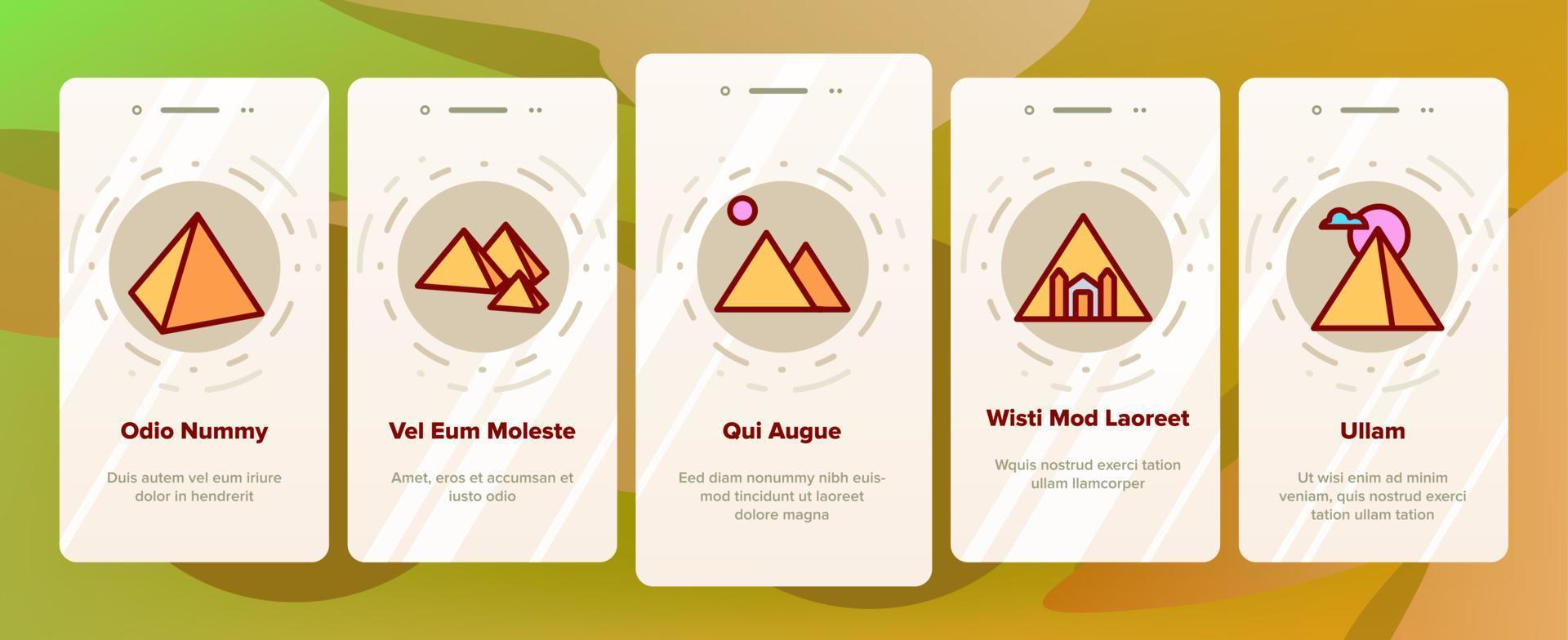 Pyramid Attraction Onboarding Icons Set Vector