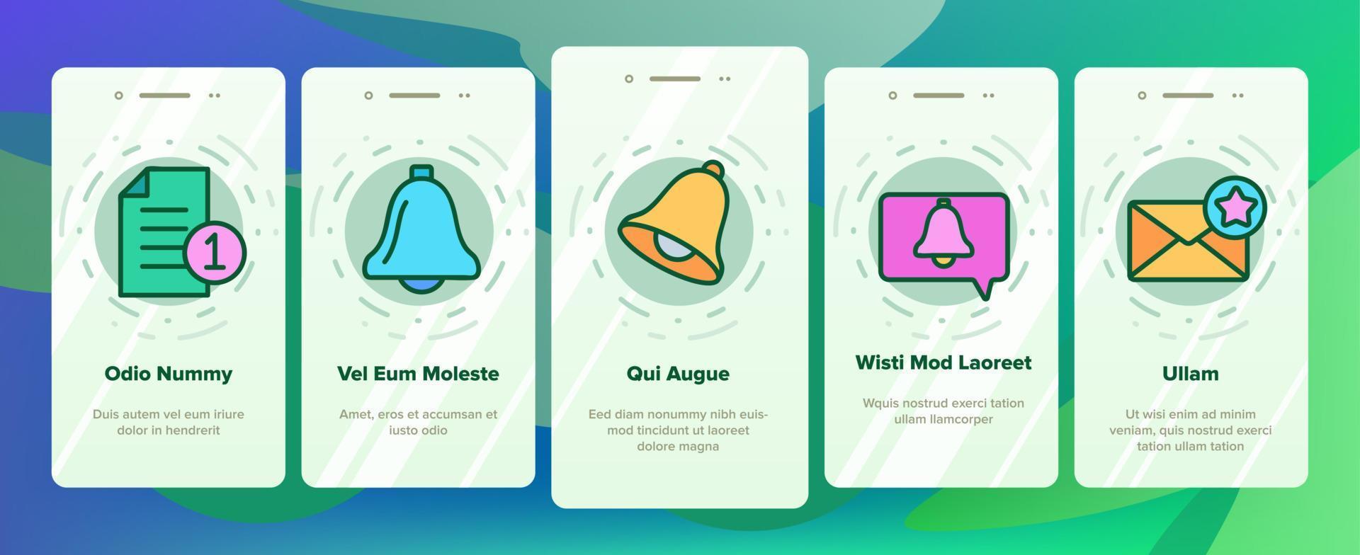Notification Onboarding Icons Set Vector