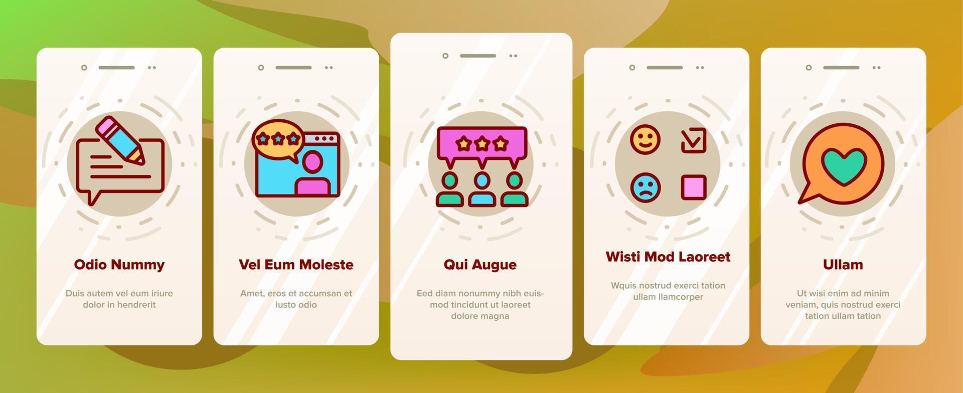 Satisfaction Feedback Onboarding Icons Set Vector