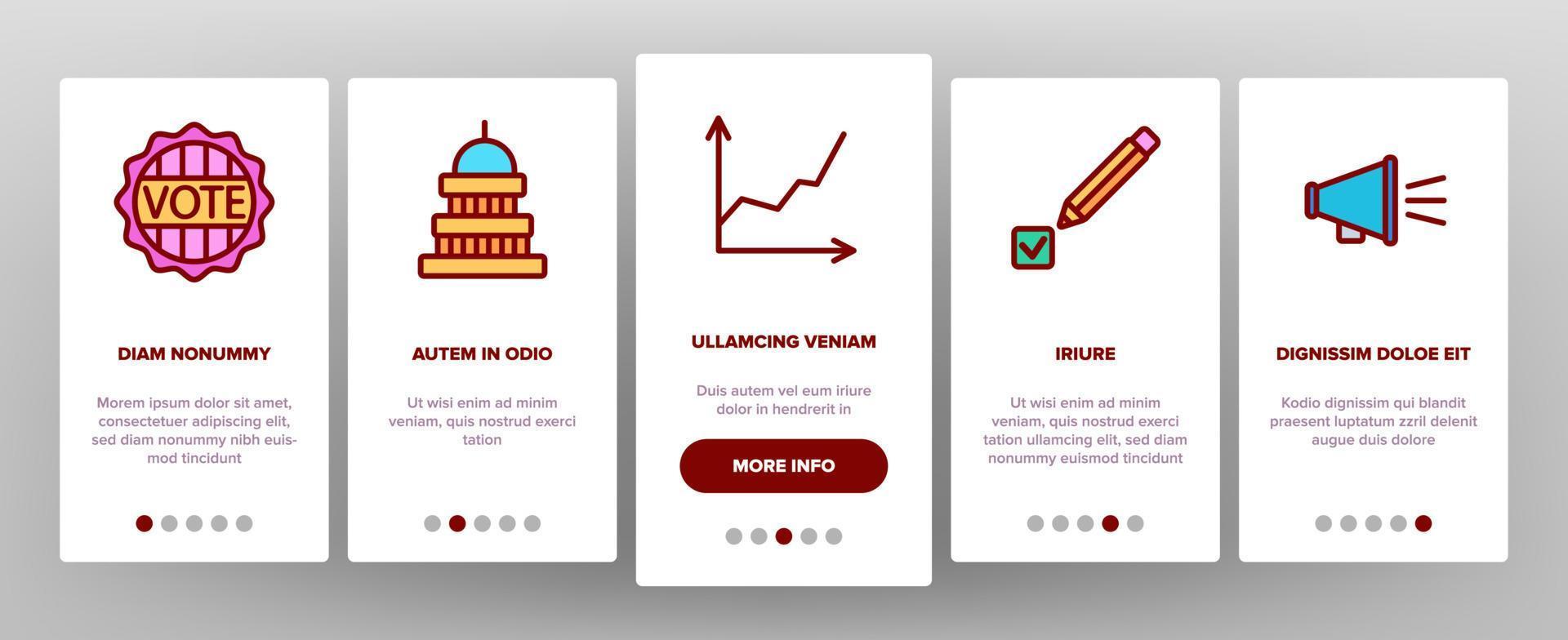 Voting And Elections Onboarding Icons Set Vector