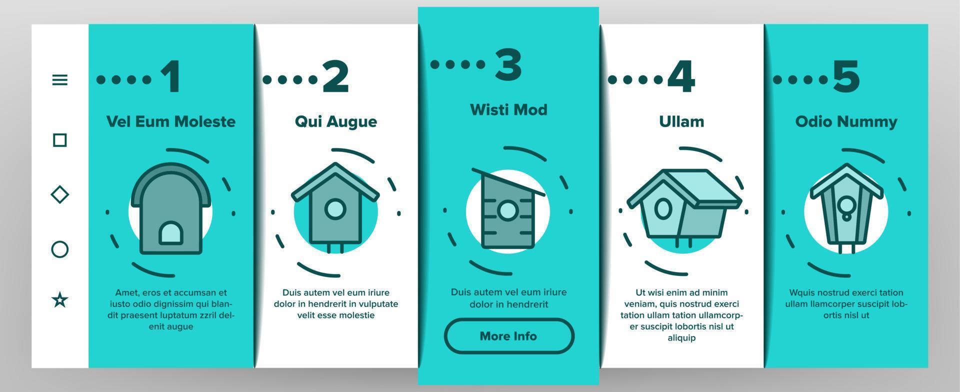 Bird House Onboarding Icons Set Vector