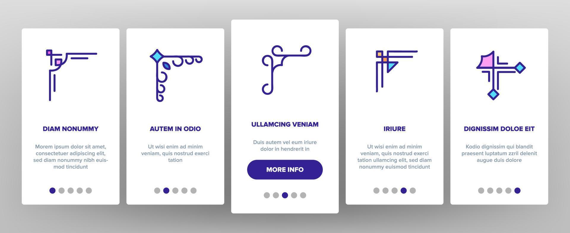 Corner Border Onboarding Icons Set Vector