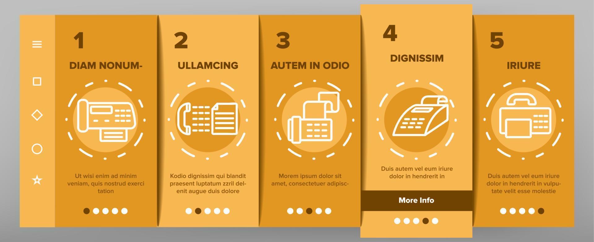 Fax Printer Onboarding Icons Set Vector