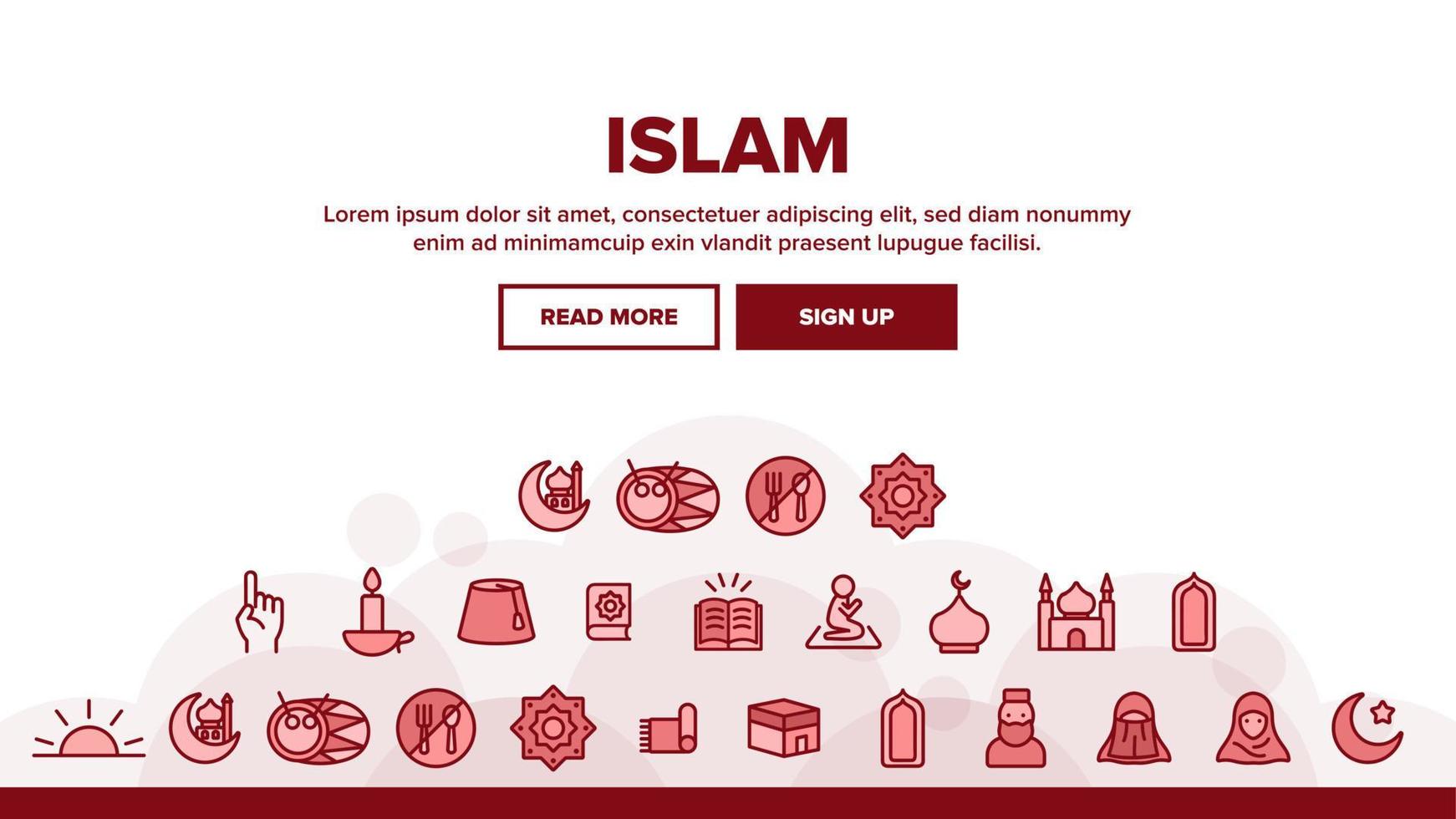 Islam Religion Arab Landing Header Vector