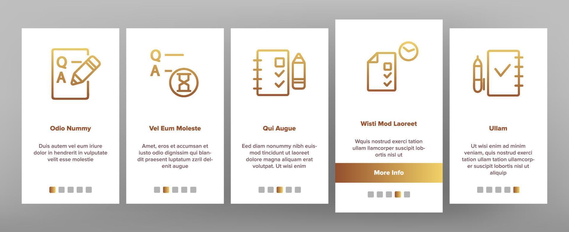 Exam Test Onboarding Icons Set Vector