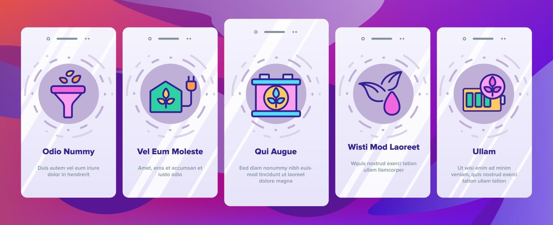 Biofuel Eco Energy Onboarding Icons Set Vector