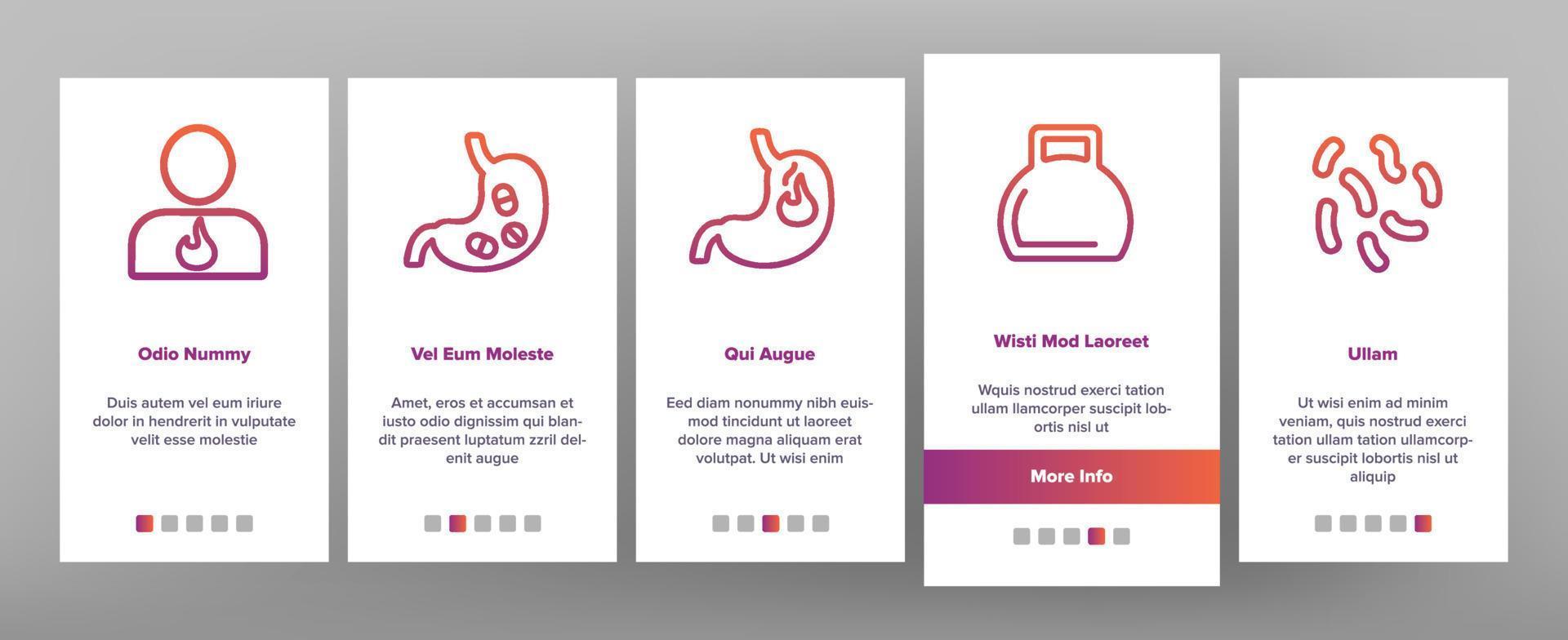 Stomach Organ Onboarding Icons Set Vector