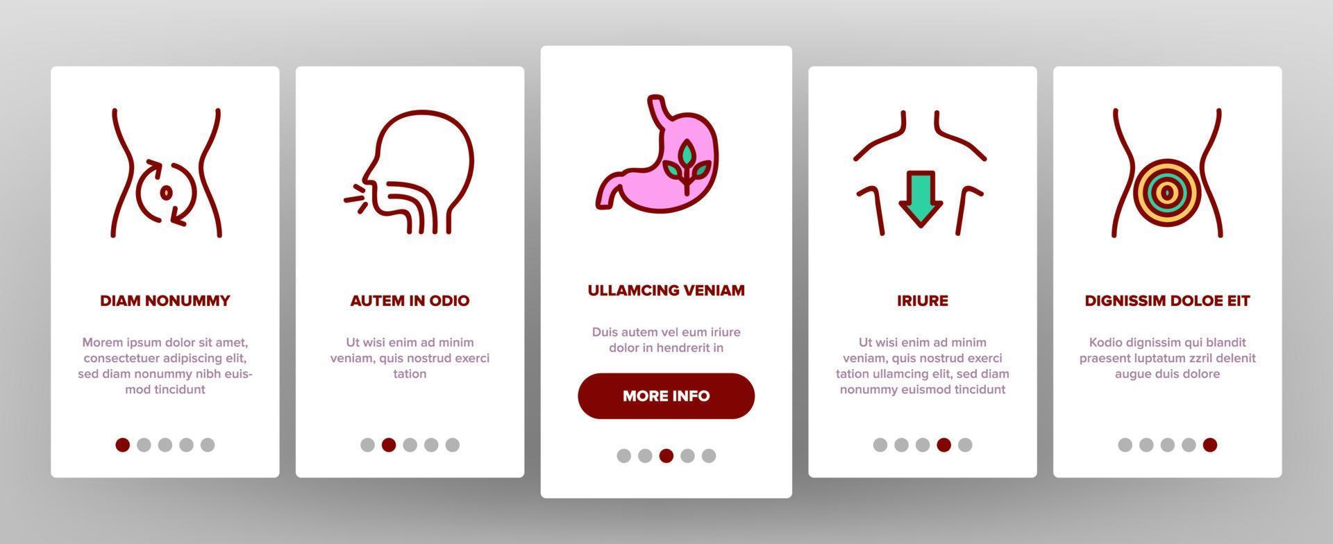 Stomach Organ Onboarding Icons Set Vector