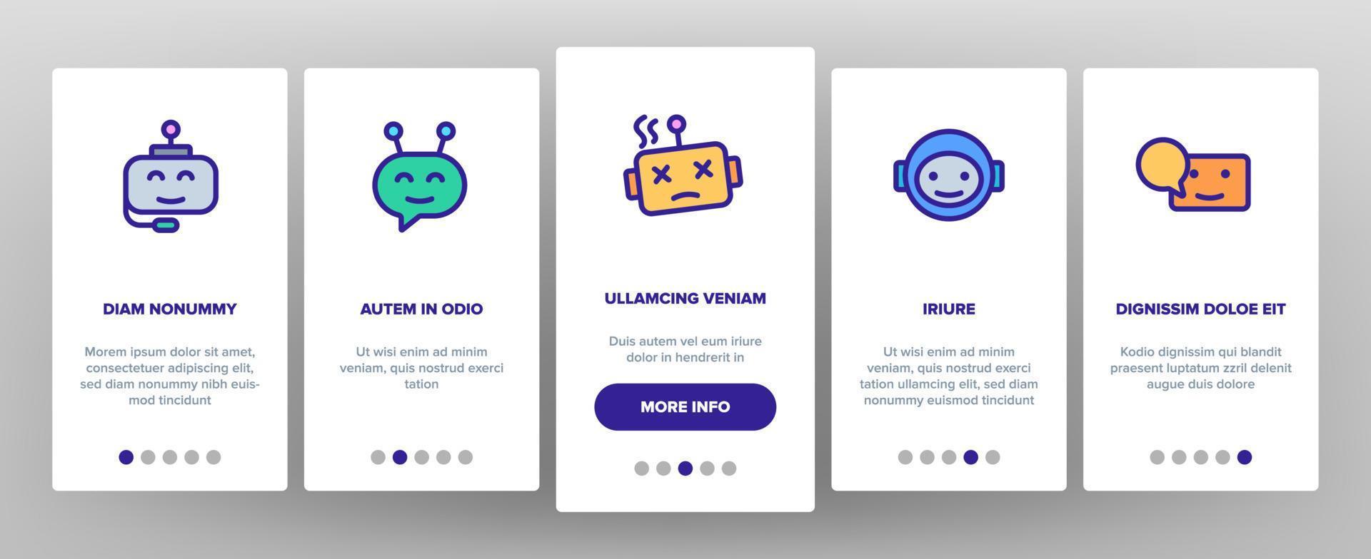Chatbot Robot Onboarding Icons Set Vector