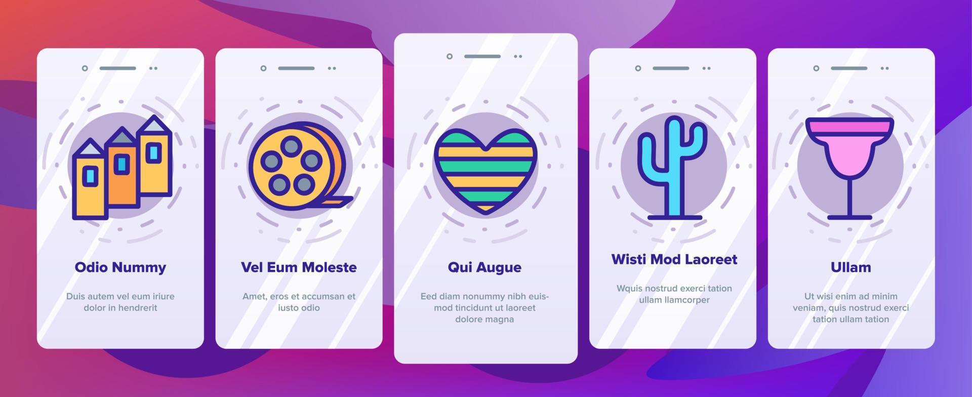 California Onboarding Icons Set Vector