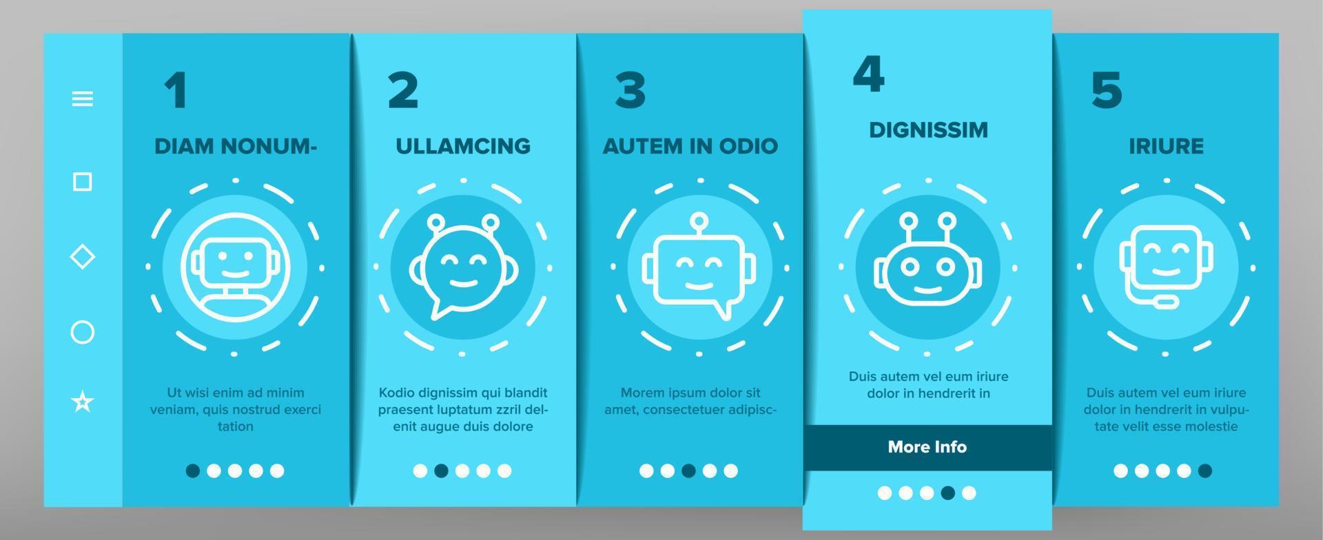 Chatbot Robot Onboarding Icons Set Vector