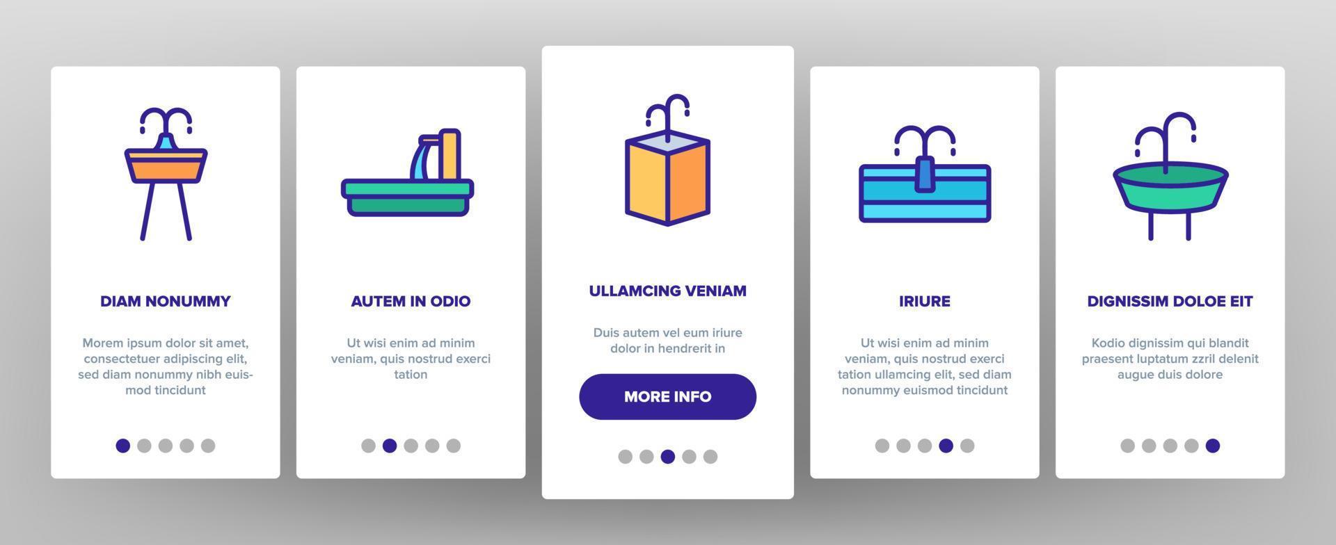 Drinking Fountain Onboarding Icons Set Vector