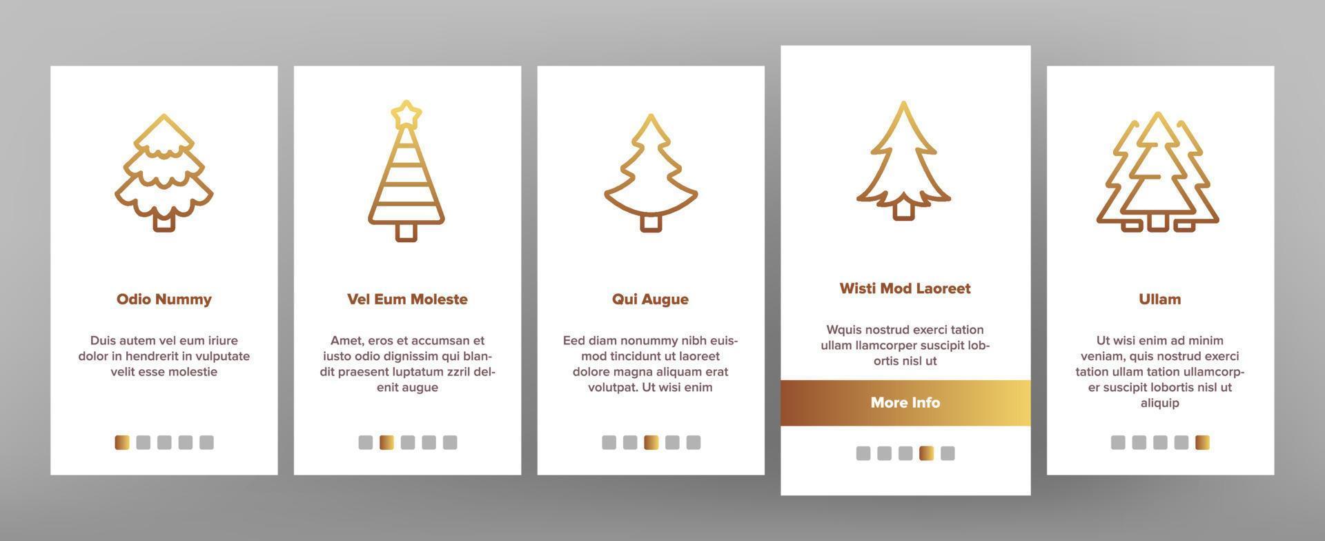 Evergreen Pine Tree Onboarding Icons Set Vector