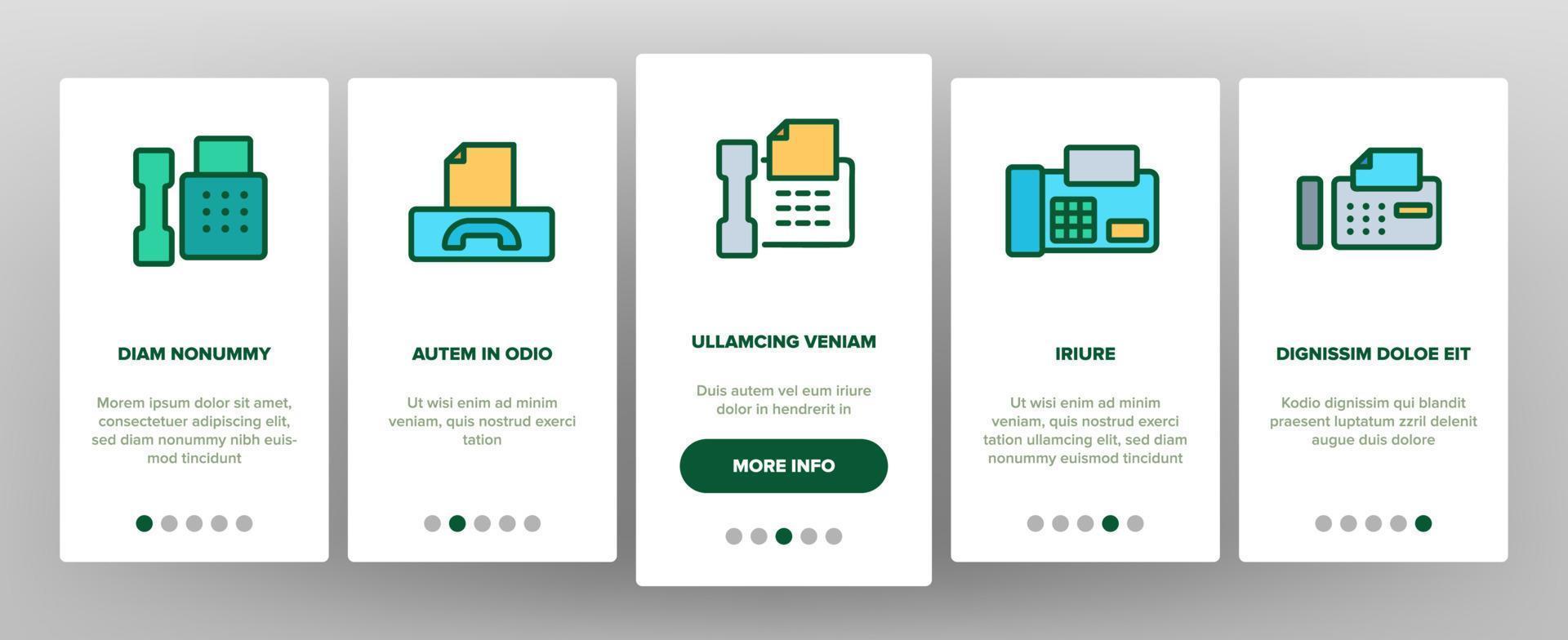 Fax Printer Onboarding Icons Set Vector