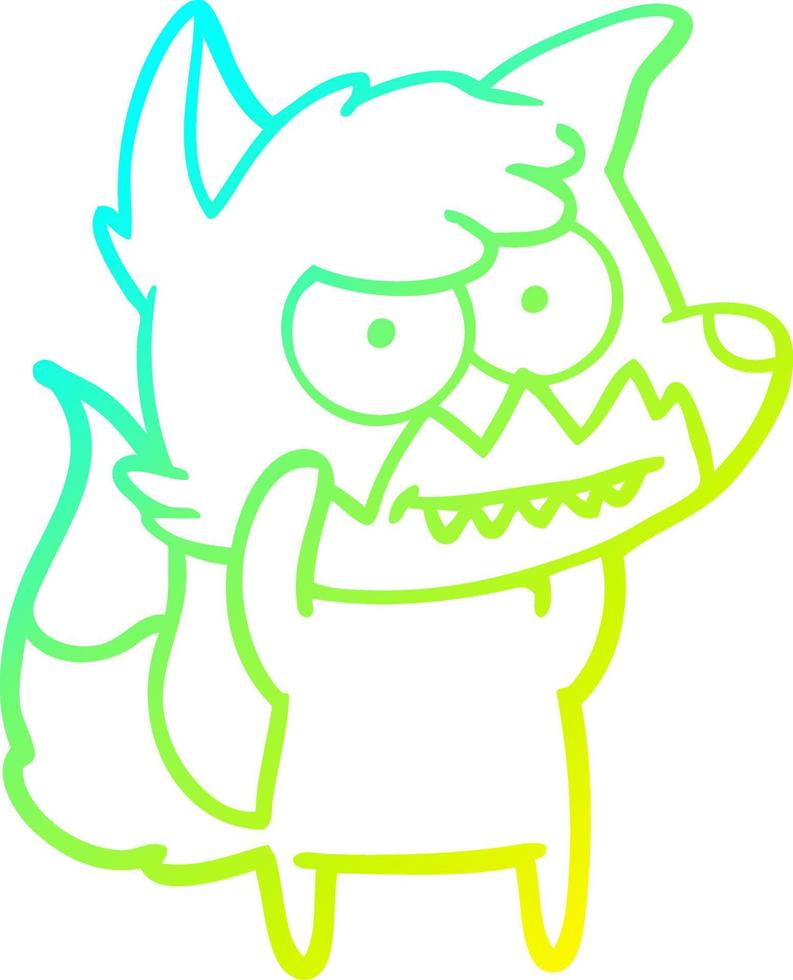 cold gradient line drawing cartoon grinning fox vector