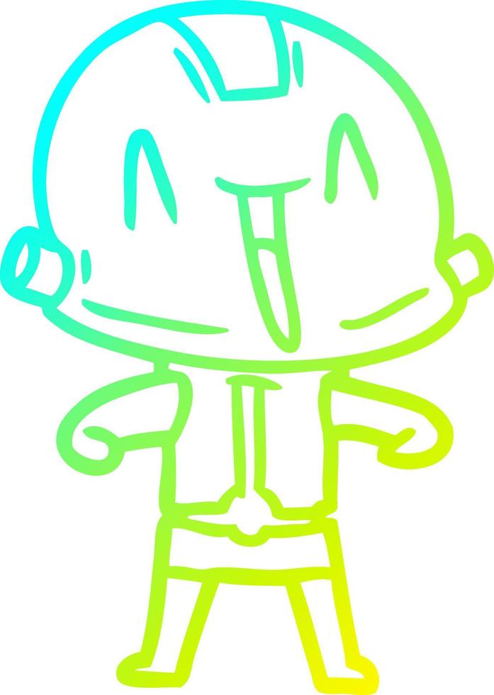 cold gradient line drawing cartoon robot vector