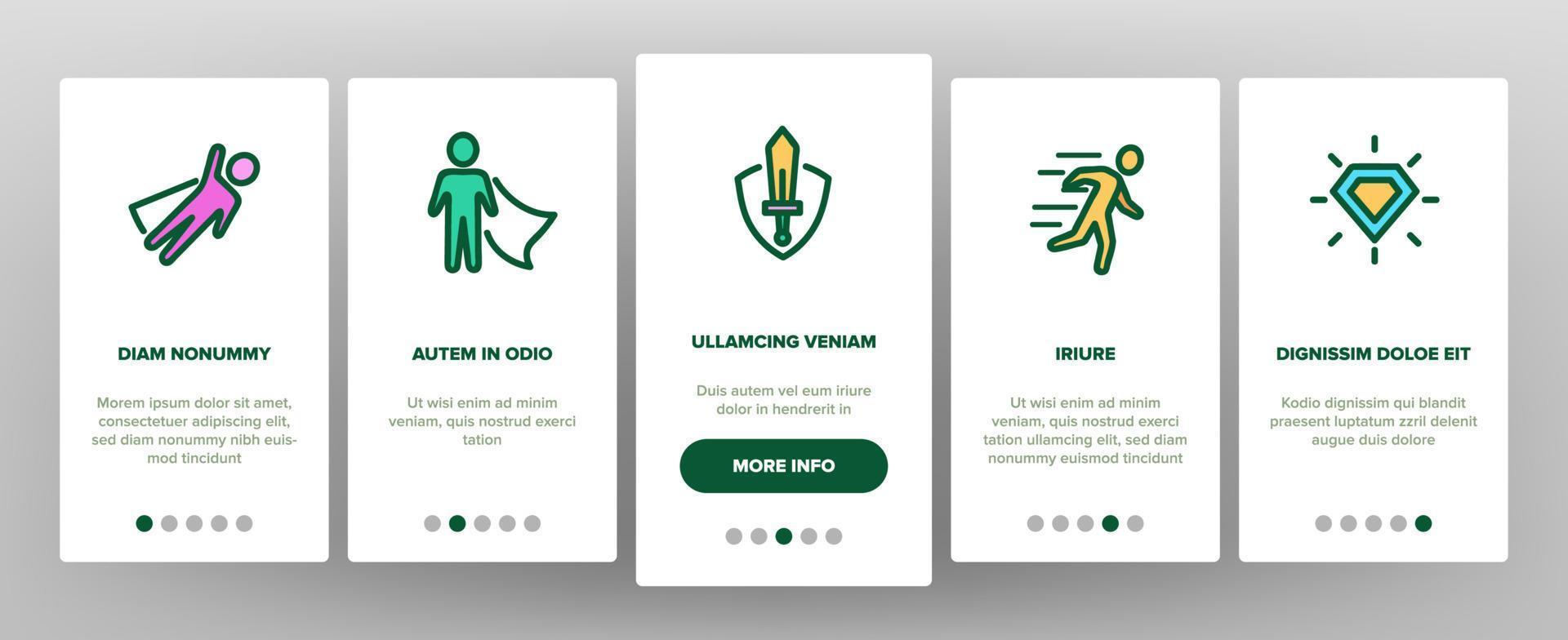 Super Hero Onboarding Icons Set Vector