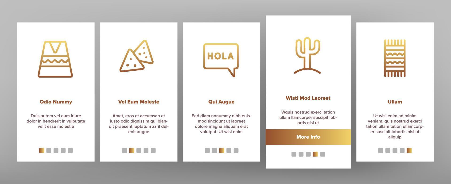 Mexican Onboarding Icons Set Vector