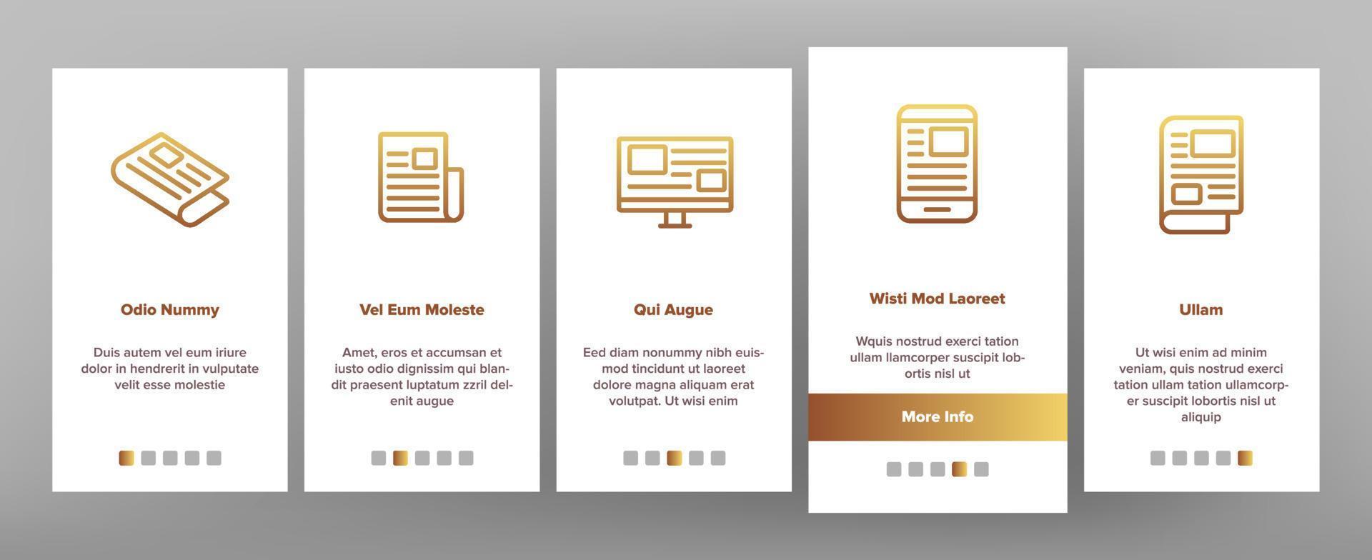 Newspaper Onboarding Icons Set Vector