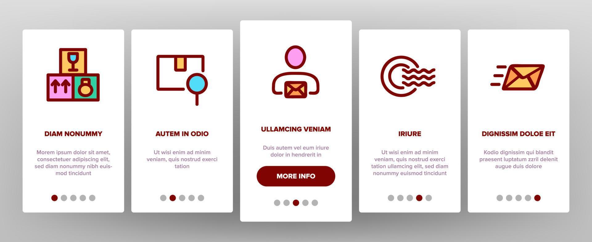 Post Company Onboarding Icons Set Vector