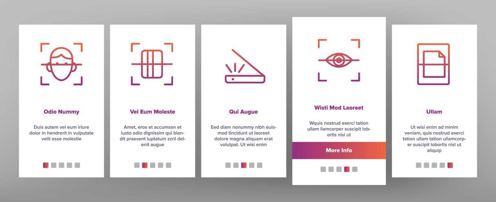 Scan Reading Onboarding Icons Set Vector
