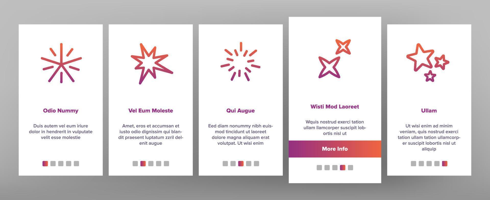 Spark And Sparkle Star Onboarding Icons Set Vector