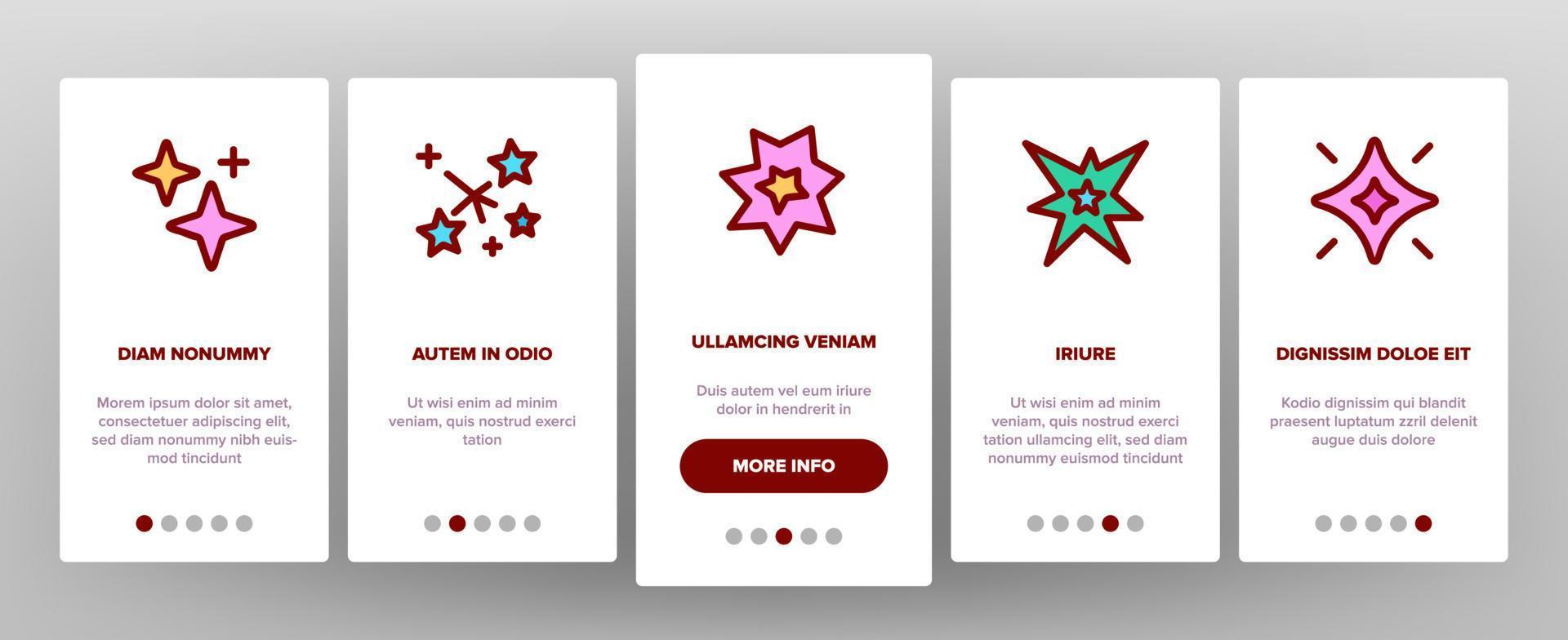 Spark And Sparkle Star Onboarding Icons Set Vector