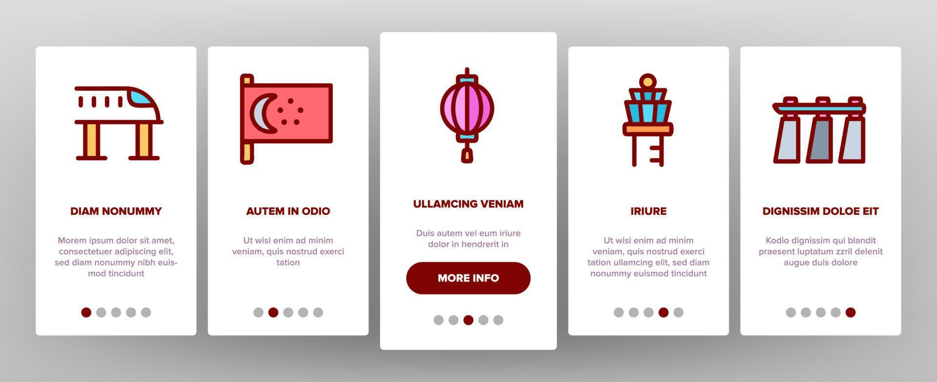 Singapore Onboarding Icons Set Vector