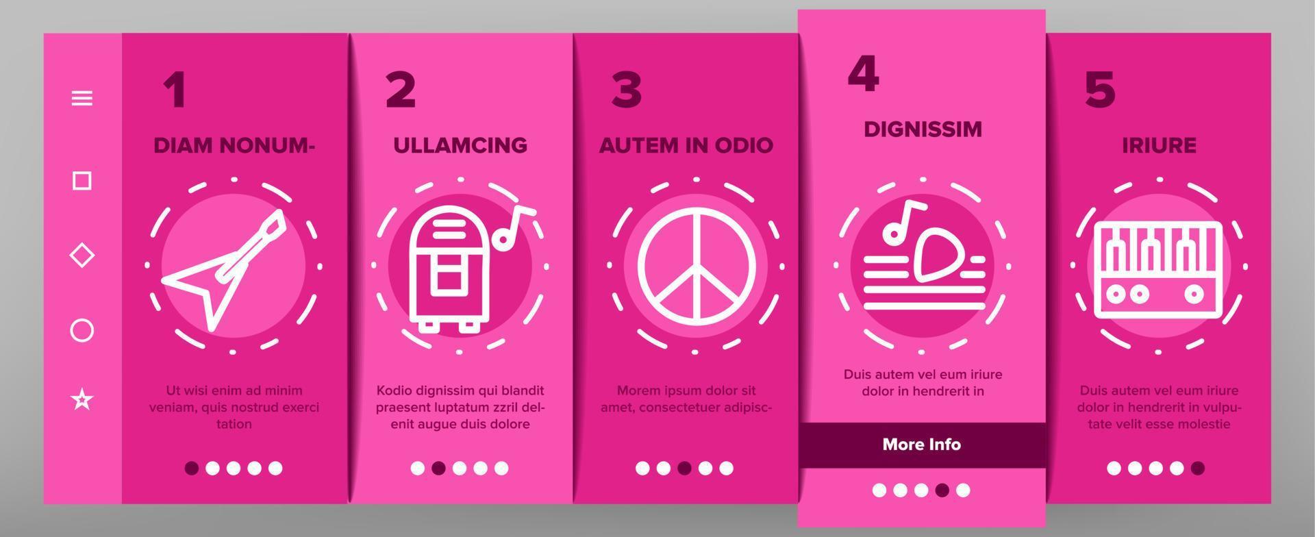 Rock And Roll Onboarding Icons Set Vector