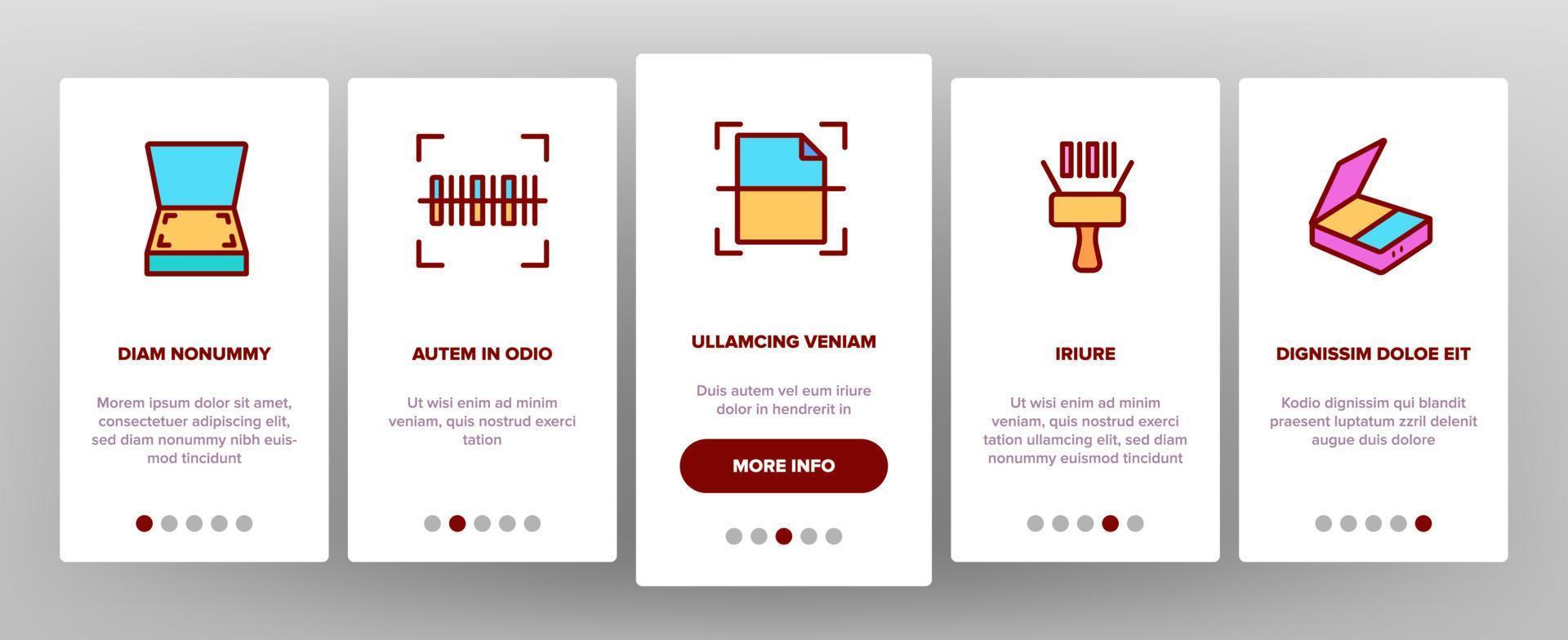 Scan Reading Onboarding Icons Set Vector