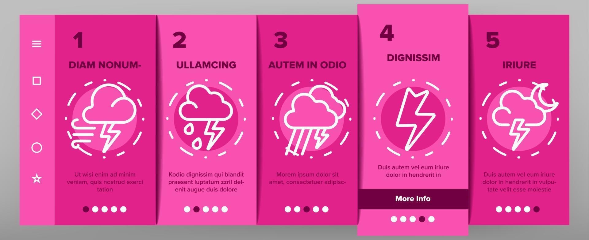 Thunder And Lightning Onboarding Icons Set Vector