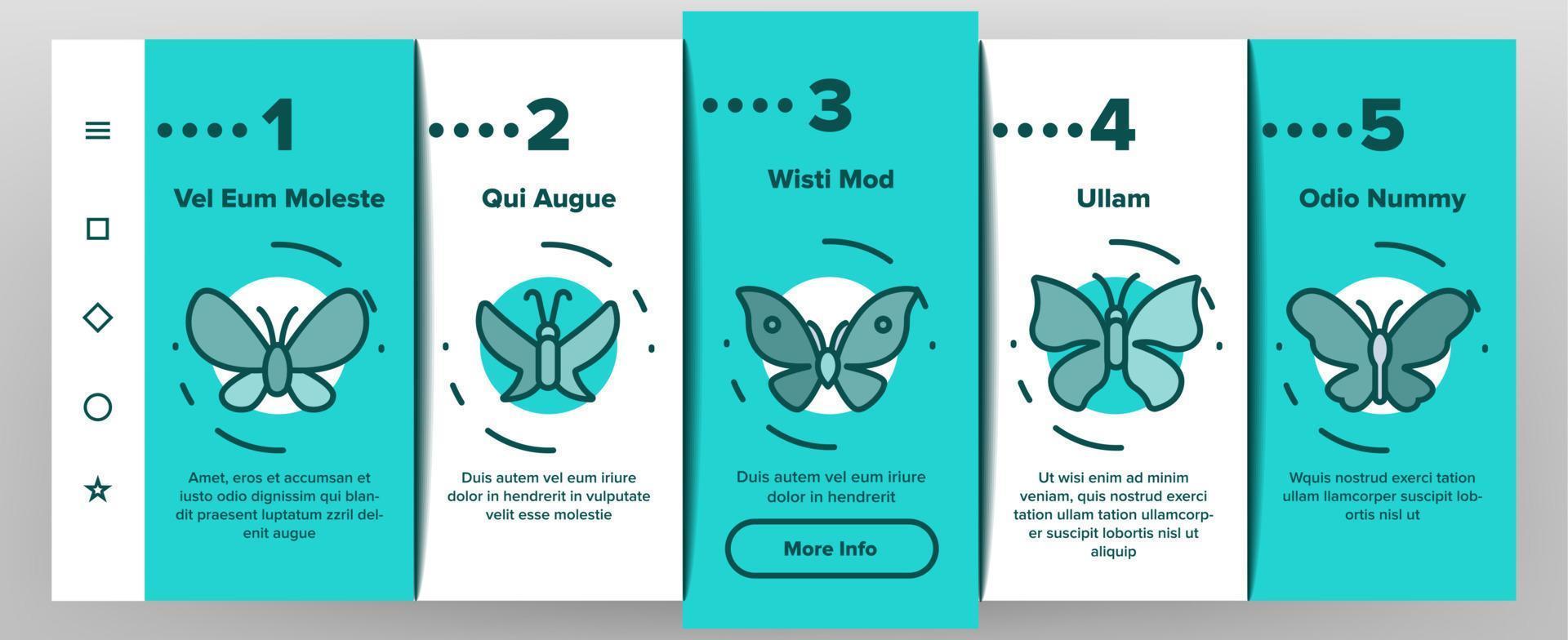 Butterfly Onboarding Icons Set Vector