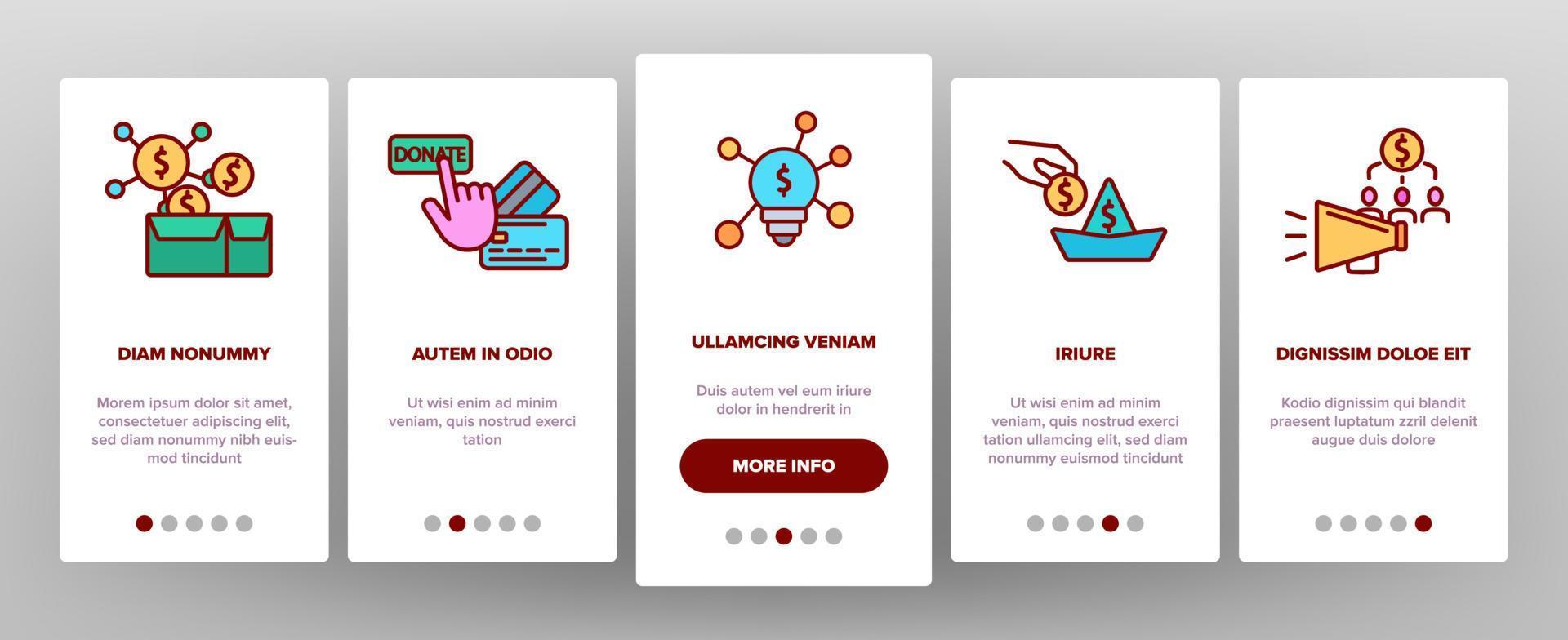 Crowdfunding, Collective Investment Vector Onboarding Mobile App Page Screen