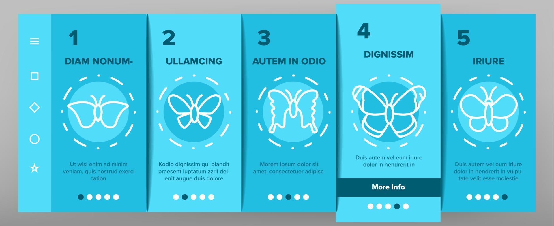 Butterfly Onboarding Icons Set Vector