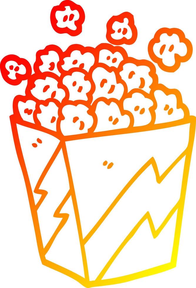 warm gradient line drawing cartoon popcorn vector
