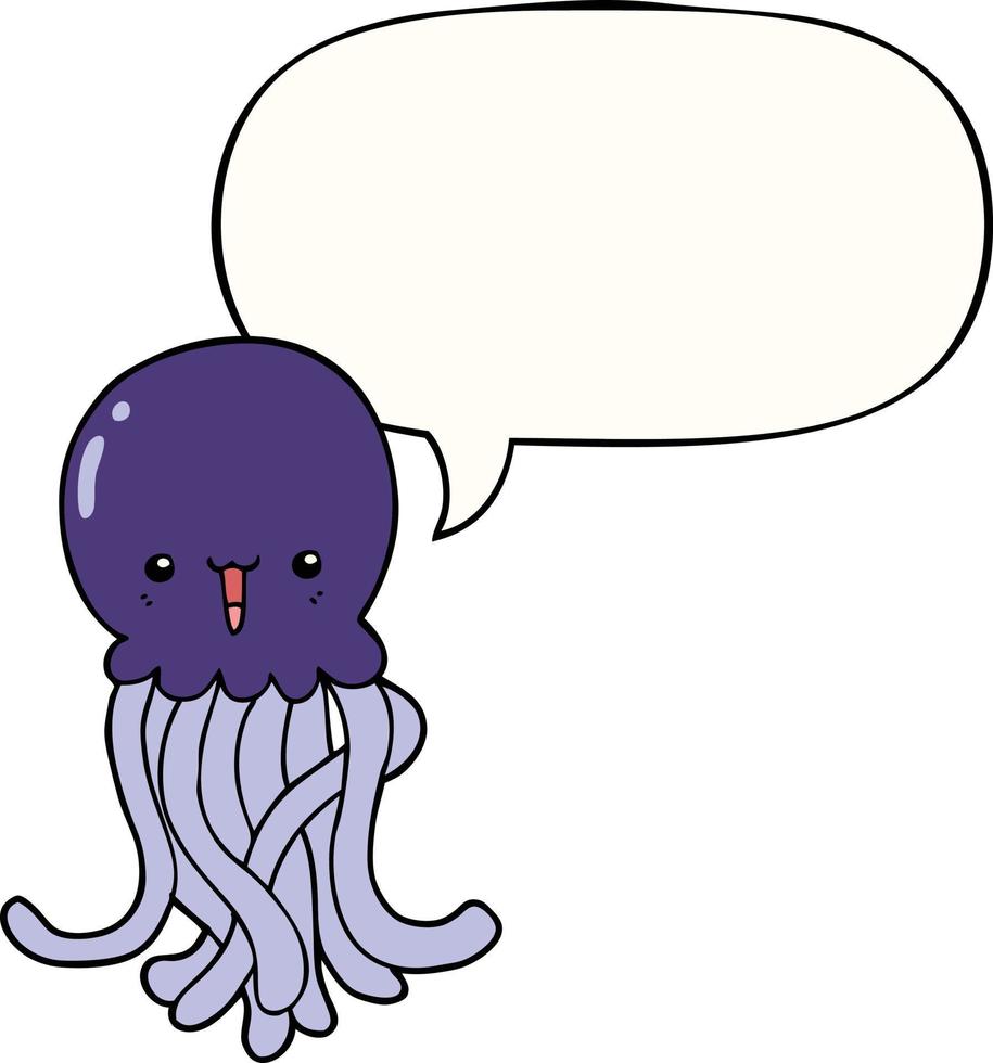 cartoon jellyfish and speech bubble vector