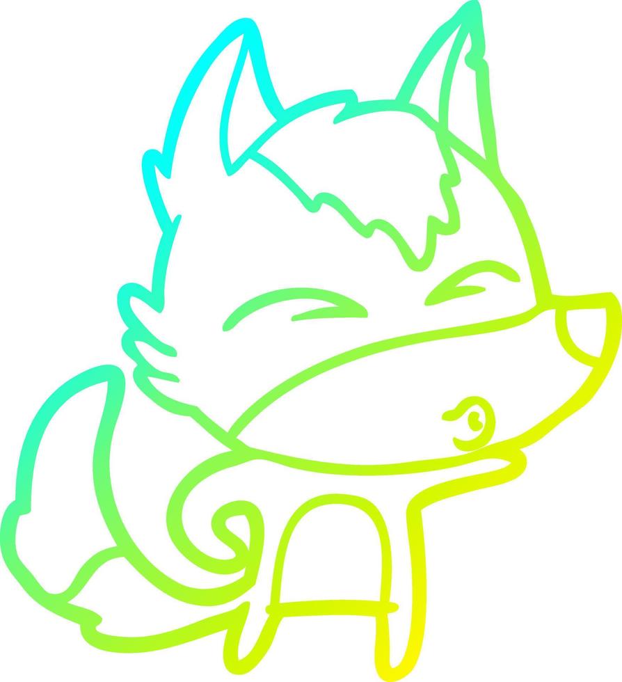 cold gradient line drawing cartoon wolf whistling vector