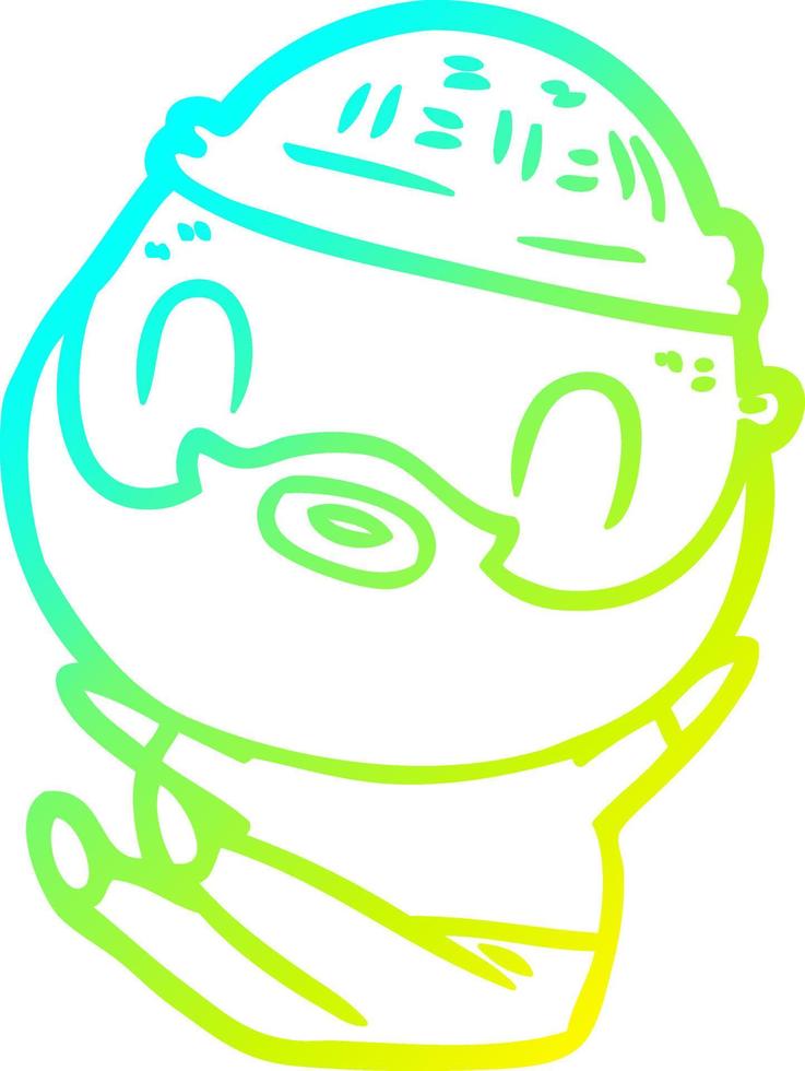 cold gradient line drawing cartoon bearded man vector