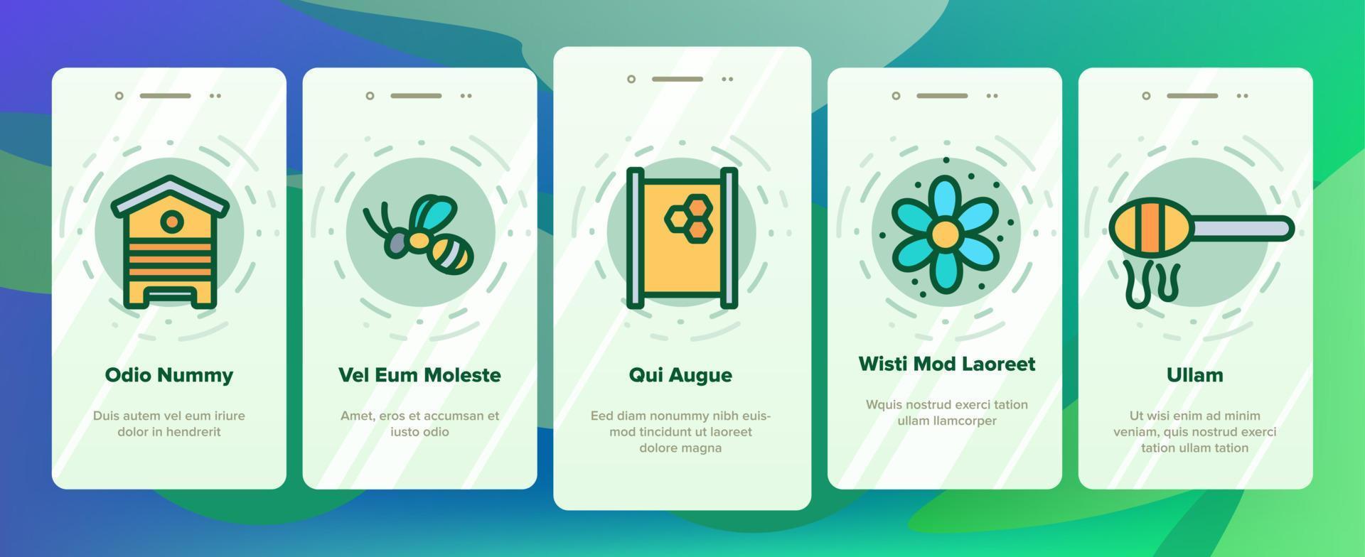 Honey Product Onboarding Icons Set Vector