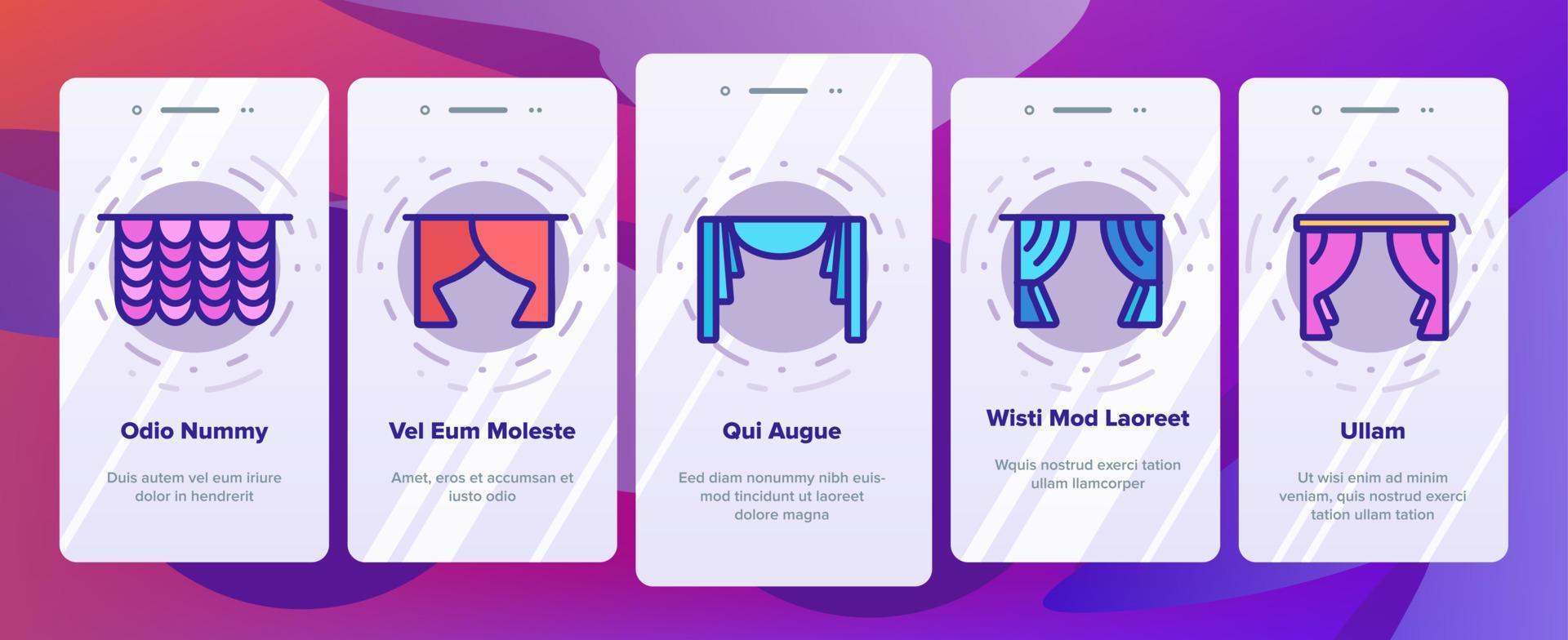 Curtain Onboarding Icons Set Vector