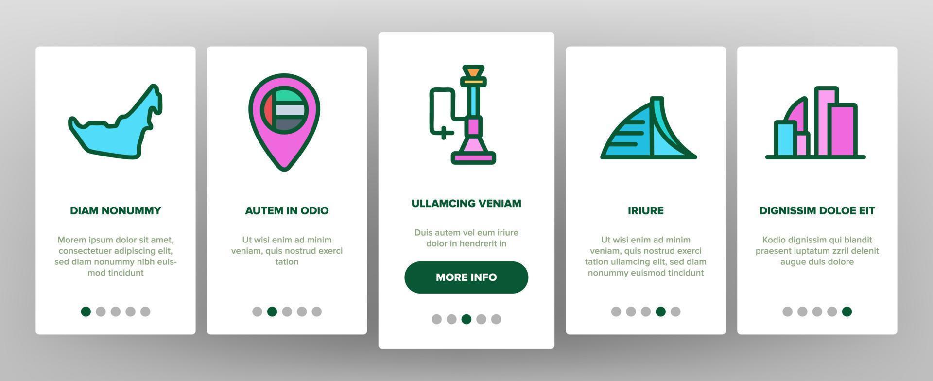 Dubai Onboarding Icons Set Vector