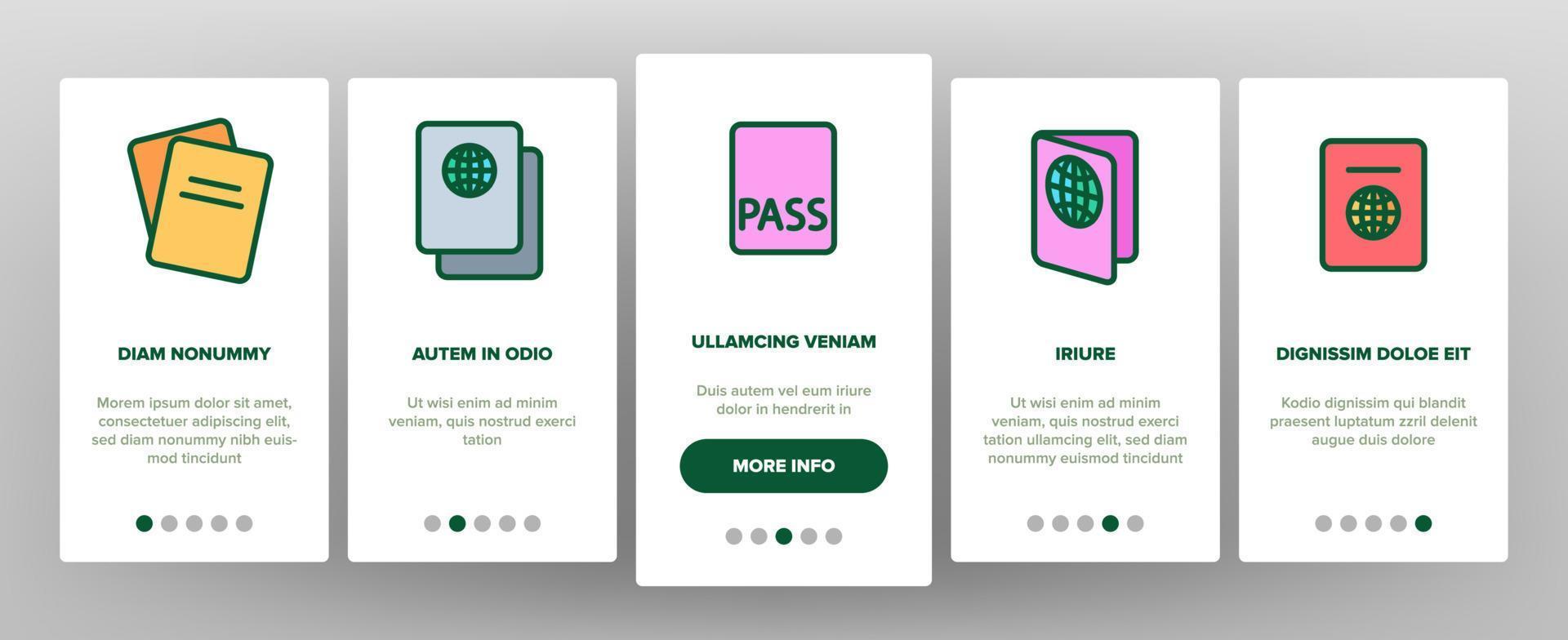 Passport Onboarding Icons Set Vector