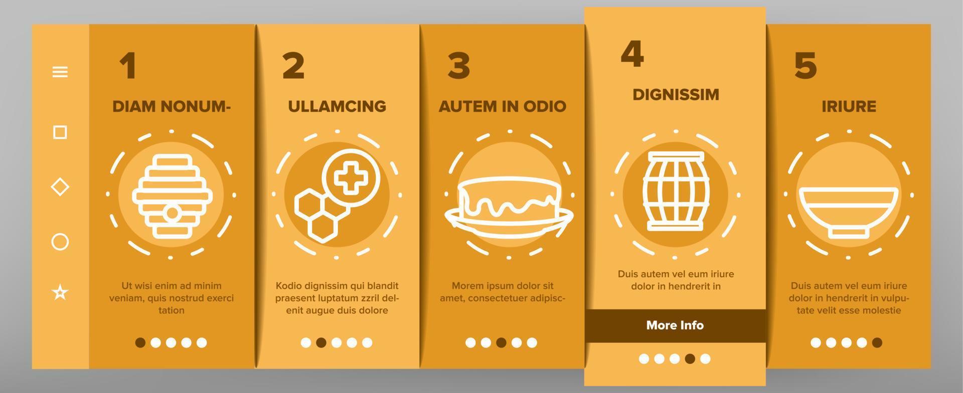 Honey Product Onboarding Icons Set Vector