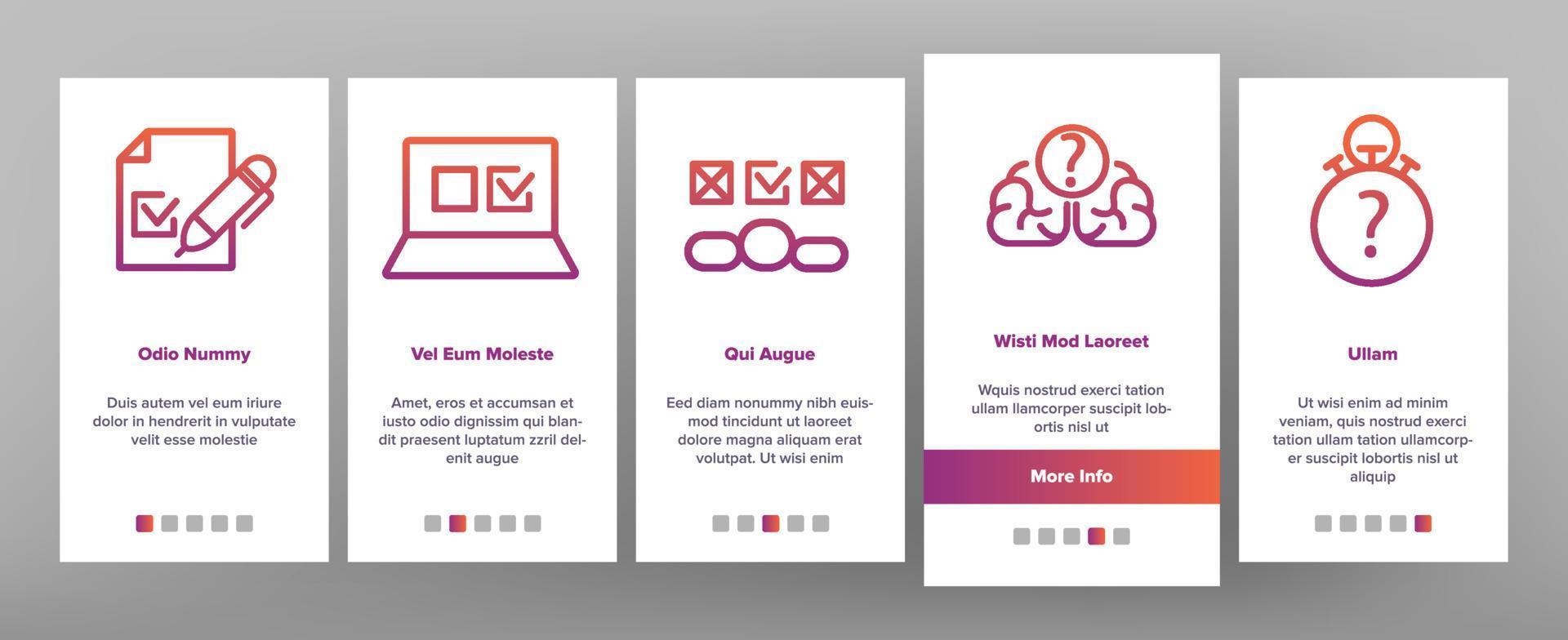 Quiz Game Onboarding Icons Set Vector