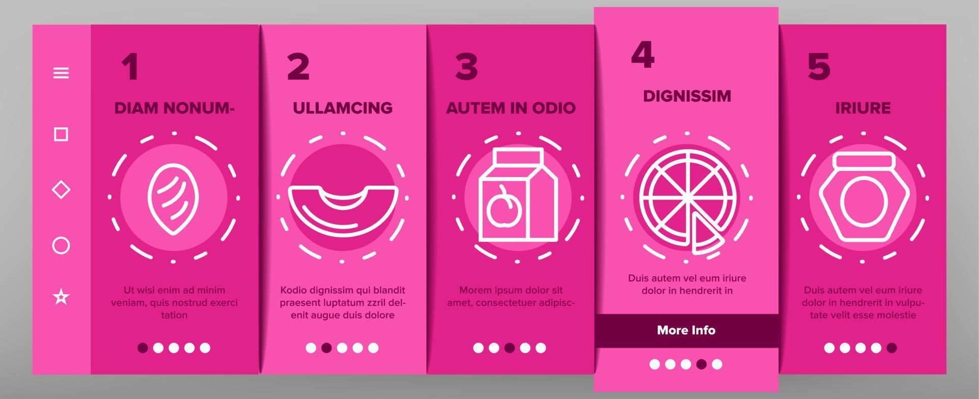 Peach Fruit Onboarding Icons Set Vector